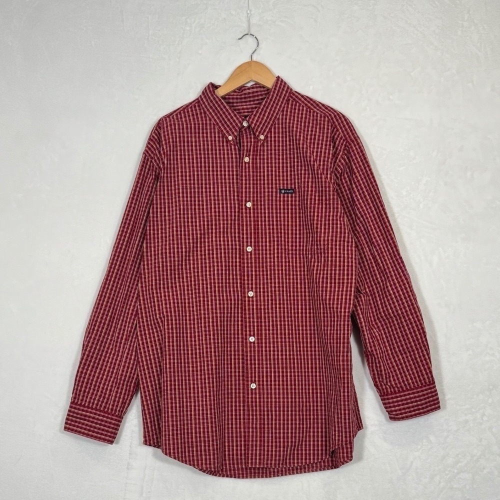 Chaps Red Plaid Button Down Shirt XL